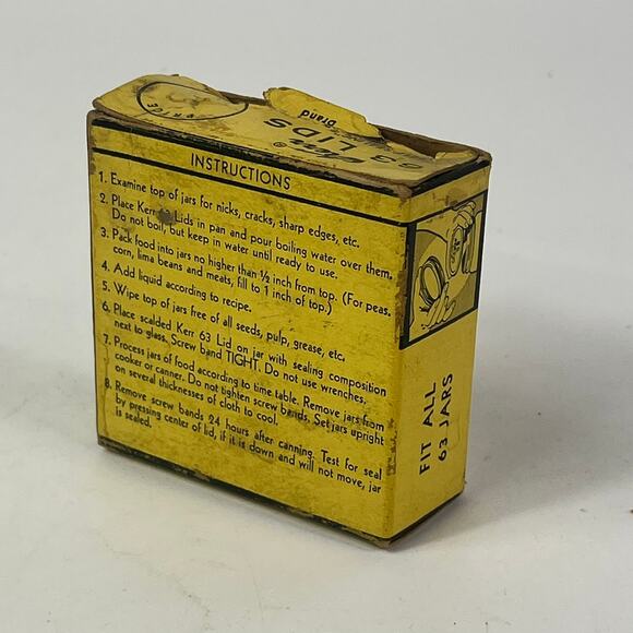 Vintage Kerr 63 Lids Canning Lids Box Retro Decor Damaged 60s-70s Prop Collector - Picture 2 of 6